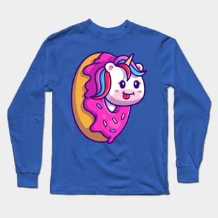 Cute Unicorn Doughnut Cartoon Long Sleeve T-Shirt